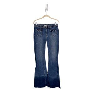 Revolve tularosa‎ braided belt penelope flare jeans size 27 long bell bottom